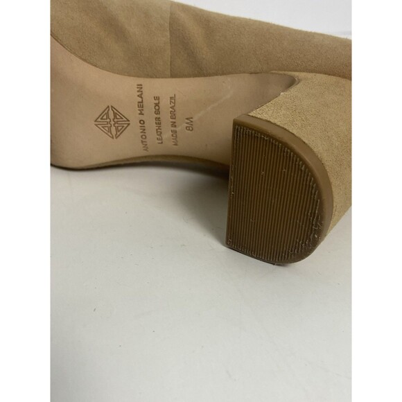 Antonio Melani Camel Suede Almond Toe Full Toe Block Heels Shoes Sz 8M Comfort - Picture 6 of 9